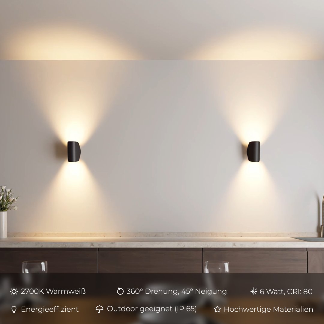 Rotara™ – Robuste LED Wandleuchte Schwarz