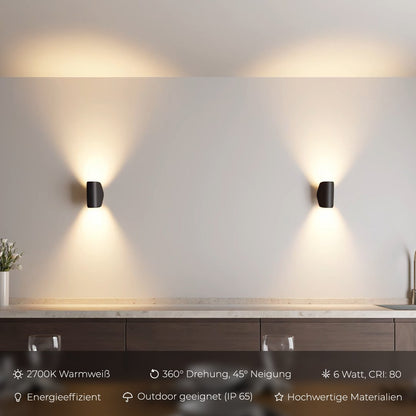 Rotara™ – Robuste LED Wandleuchte Schwarz
