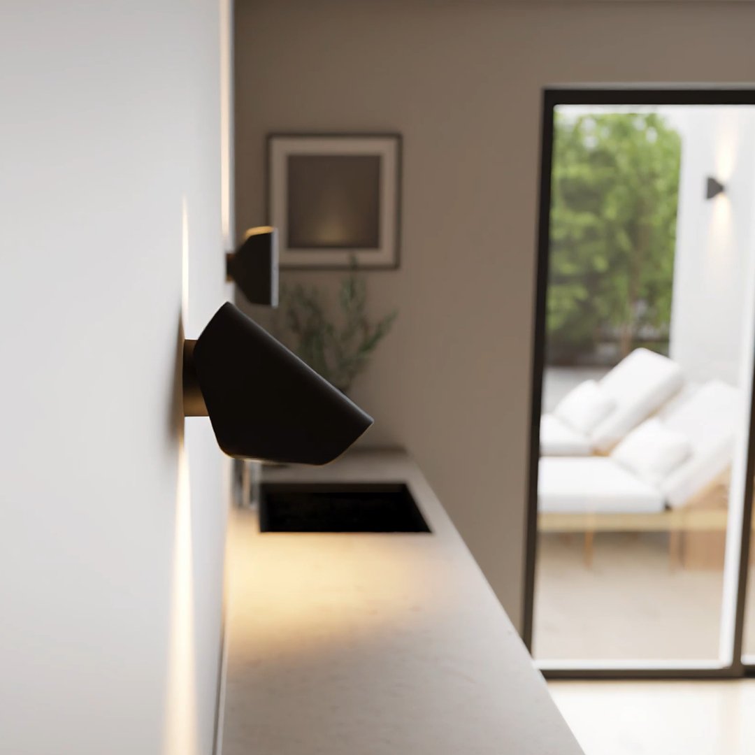 Rotara™ – Robuste LED Wandleuchte Schwarz